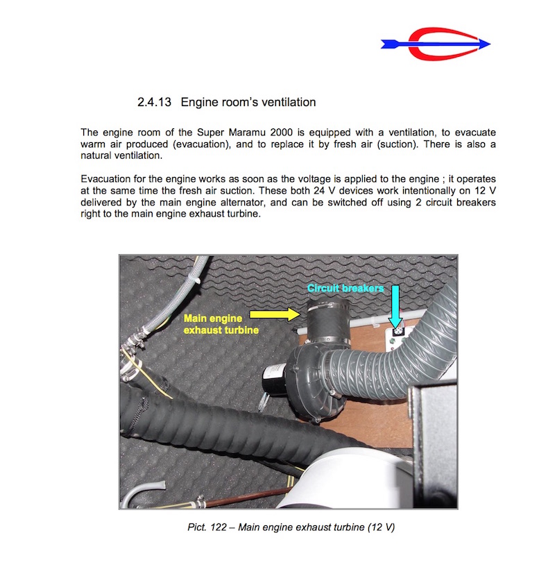  Amel Super Maramu 2000 engine room fan 24 Volt and 220 Volt