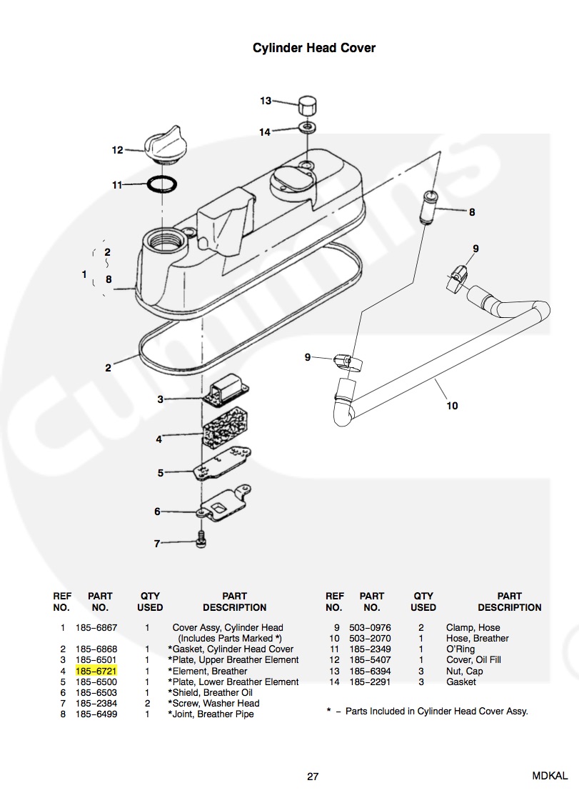  Onan 0185 6721 Element Breather Cylinder Head Cover for sale SXM Saint Martin Sint Maarten